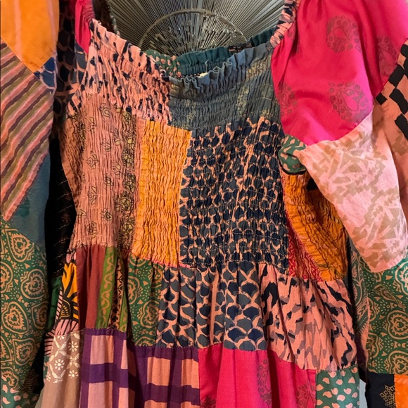 Earthbound Patchwork Maxi Dress 100% Cotton Multicolor Size M - L - Picture 3 of 6